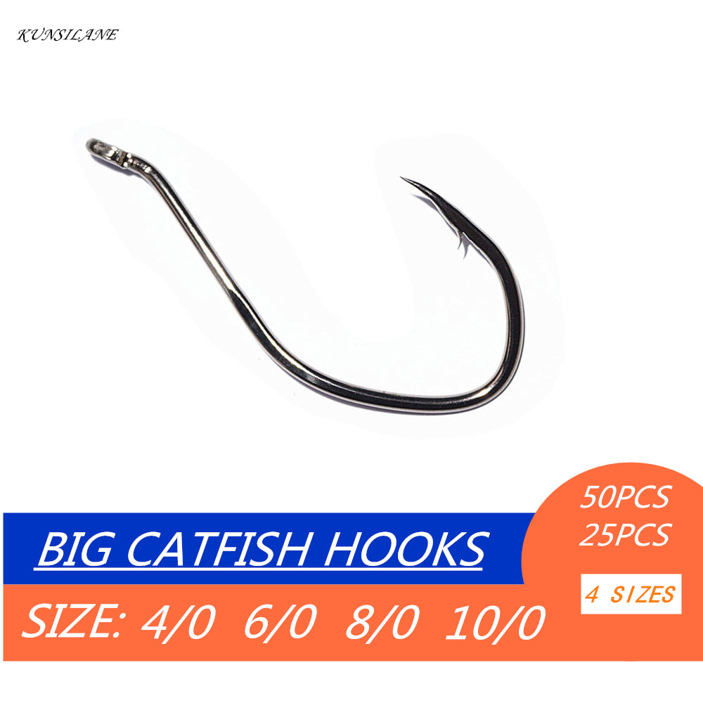Catfish Hooks Big River Bait Hook,Heavy Duty High Live Bait Fishing Hook  Saltwater Size