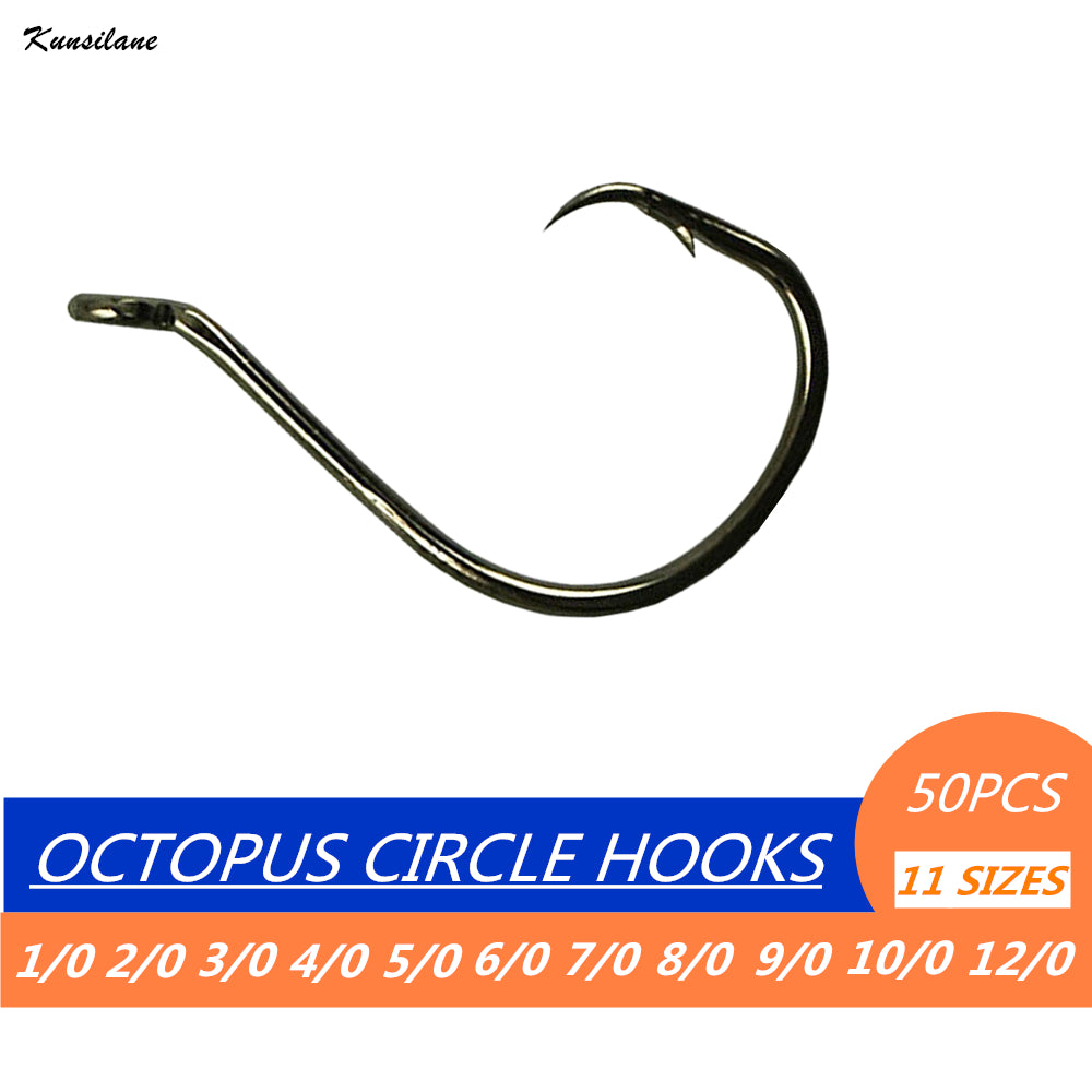 50pcs Octopus Circle Hooks | High Carbon, Chemically Sharpened
