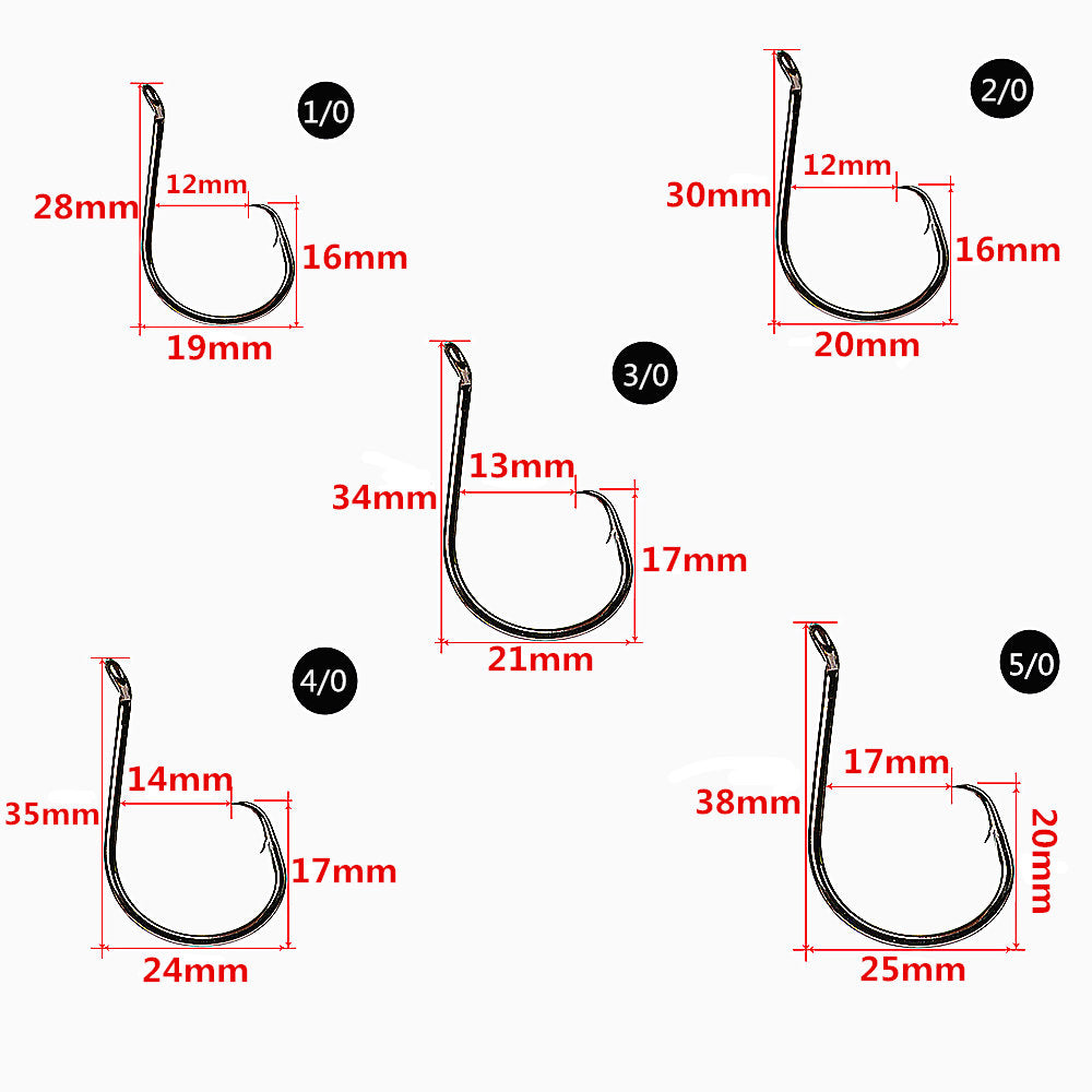 AIRKOUL 150pcs Circle Hooks Saltwater Fishing Hooks High Carbon Steel 2X  Strong Offset Octopus Hooks with 2pcs Fish Hook Remover Tool - 8 Size #1 1/0  2/0 3/0 4/0 5/0 6/0 8/0 : : Home & Kitchen