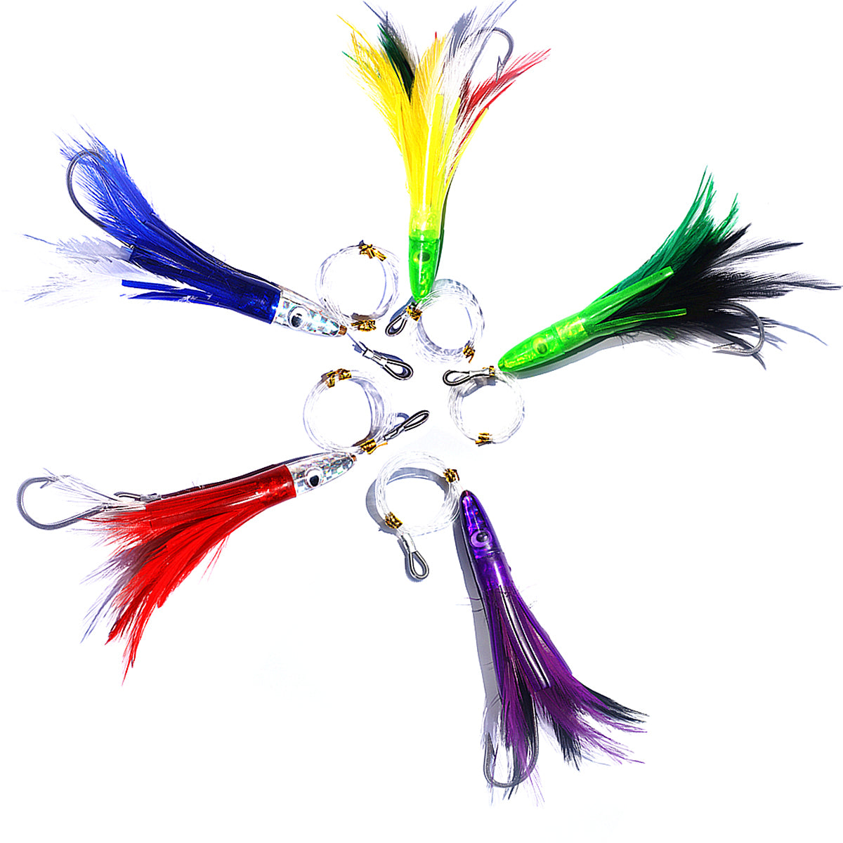 Fishing Trolling Lures Saltwater  Tuna Feathers Rig Teasers Squid Lures –  Micoolar