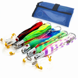 Kunsilane Offshore Jet Head Trolling Tuna Lures Metal Bullet Head Squid Saltwater Fishing Lure Rigged for Dolphin Waho Sailfish Marlin(6.5 inch, 5pcs mixed color)