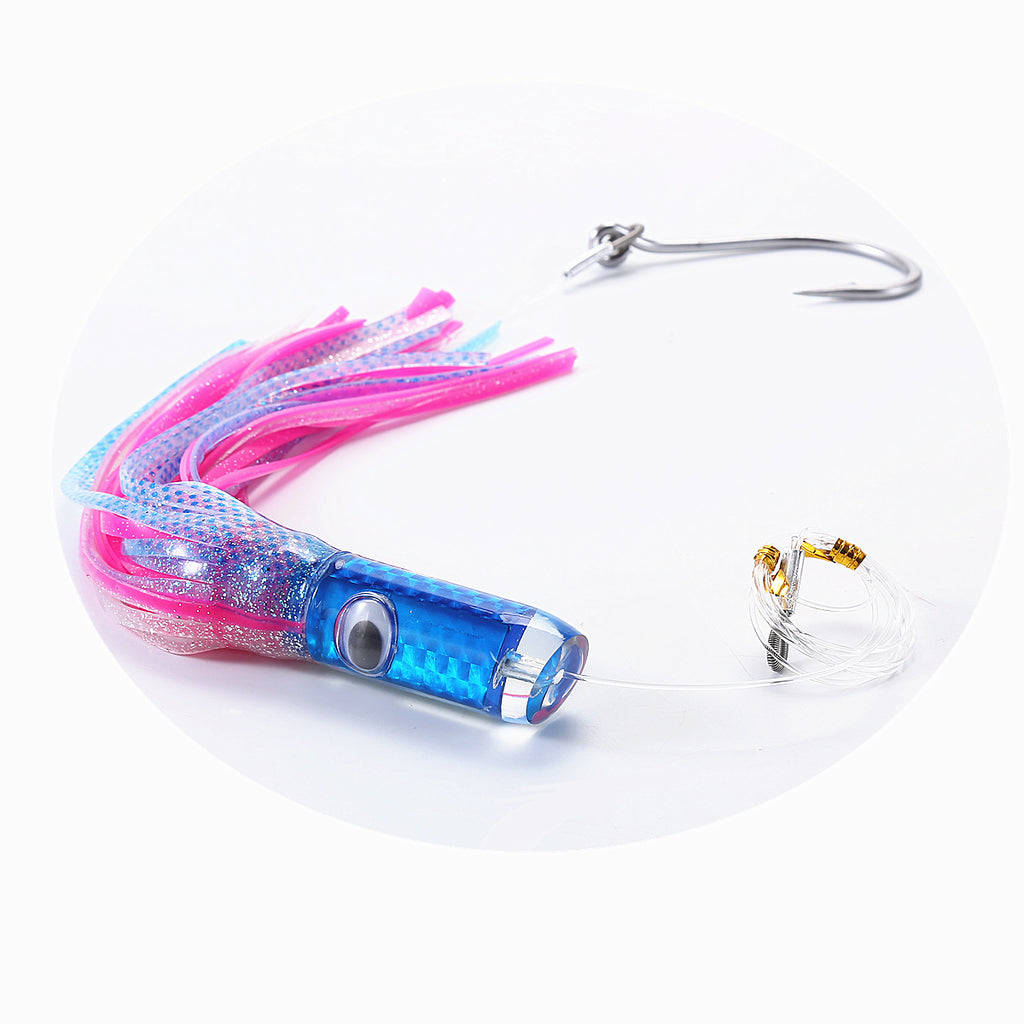 Soft Fishing Baits Hooks Skirted Feather Trolling Lure with Beads and Fish  Line Freshwater Saltwater