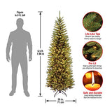 Artificial Pre-Lit Slim Christmas Tree, Green, Kingswood Fir, White Lights, Includes Stand, 6.5 Feet