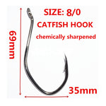 Catfish Hooks Big River Bait Hook,Heavy Duty  High Live Bait Fishing Hook Saltwater Size