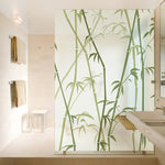 Static Cling Film Window Stickers Frosted Vinyl Stained Glass Sticker Bamboo Green Decorative Films No Glue