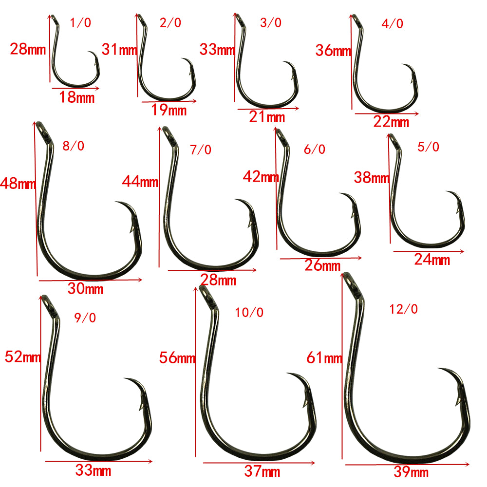 12 fish hook size Dr.Fish Heavy Duty In-Line 6/0-28/0 it is easily removed. Single Hooks - Size #12
