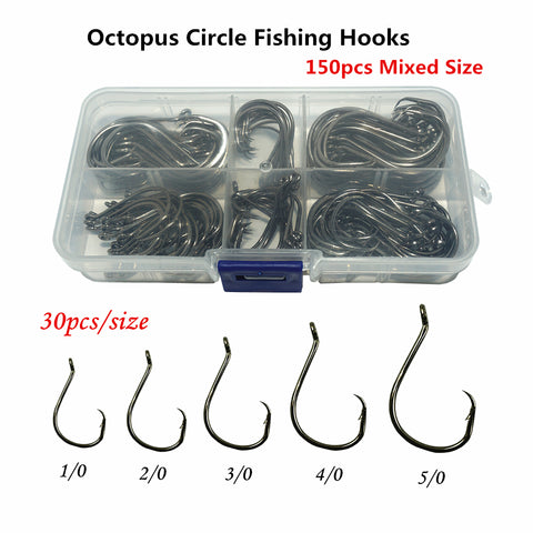 Facikono Circle Hooks Saltwater Catfish Tackle, Size 10/0 - 1/0 Octopus  Offset Circle Fishing Hooks